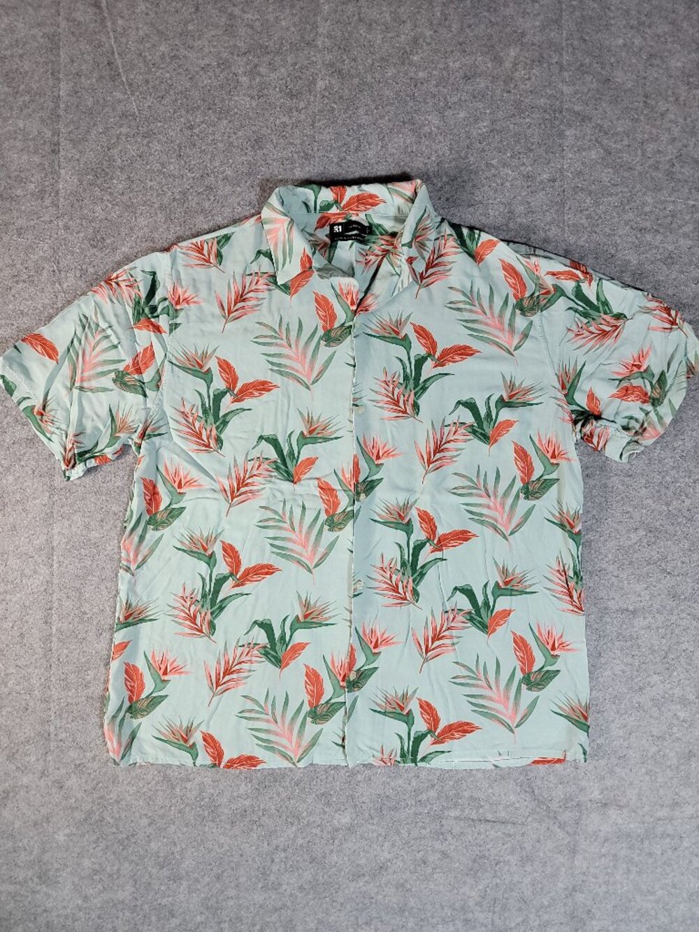 Le 31 Simons Tropical Bird of Paradise Viscose Hawaiian Shirt L Made In Italy
